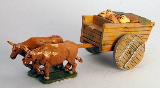 Ancient Grain Ox Cart with wooden wheels